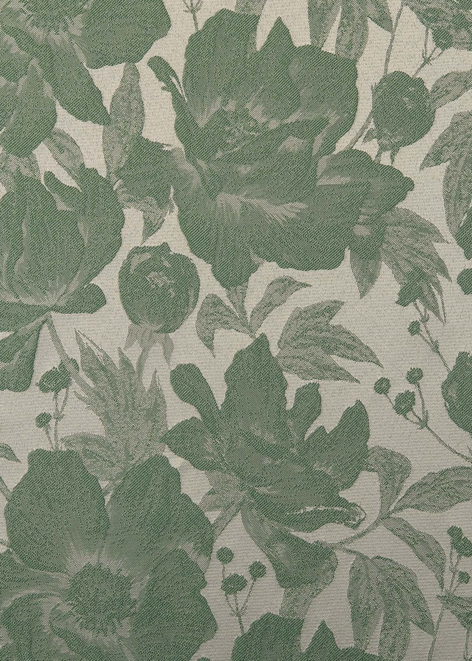 ° Stof Jacquard - Flowers - Bosgroen
