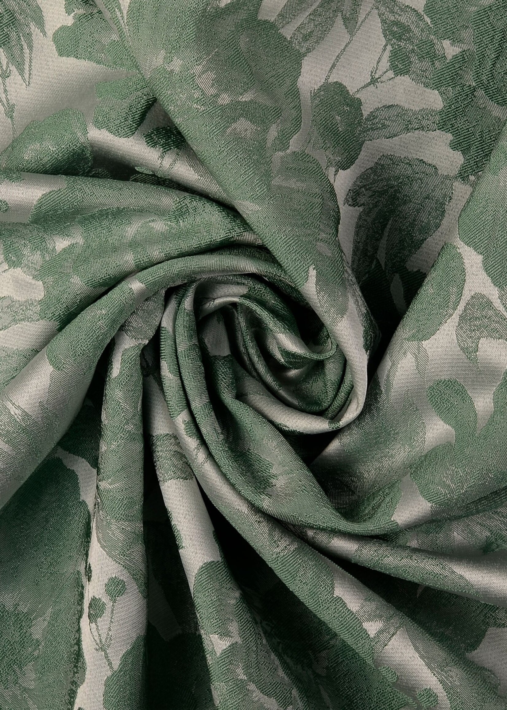 ° Stof Jacquard - Flowers - Bosgroen