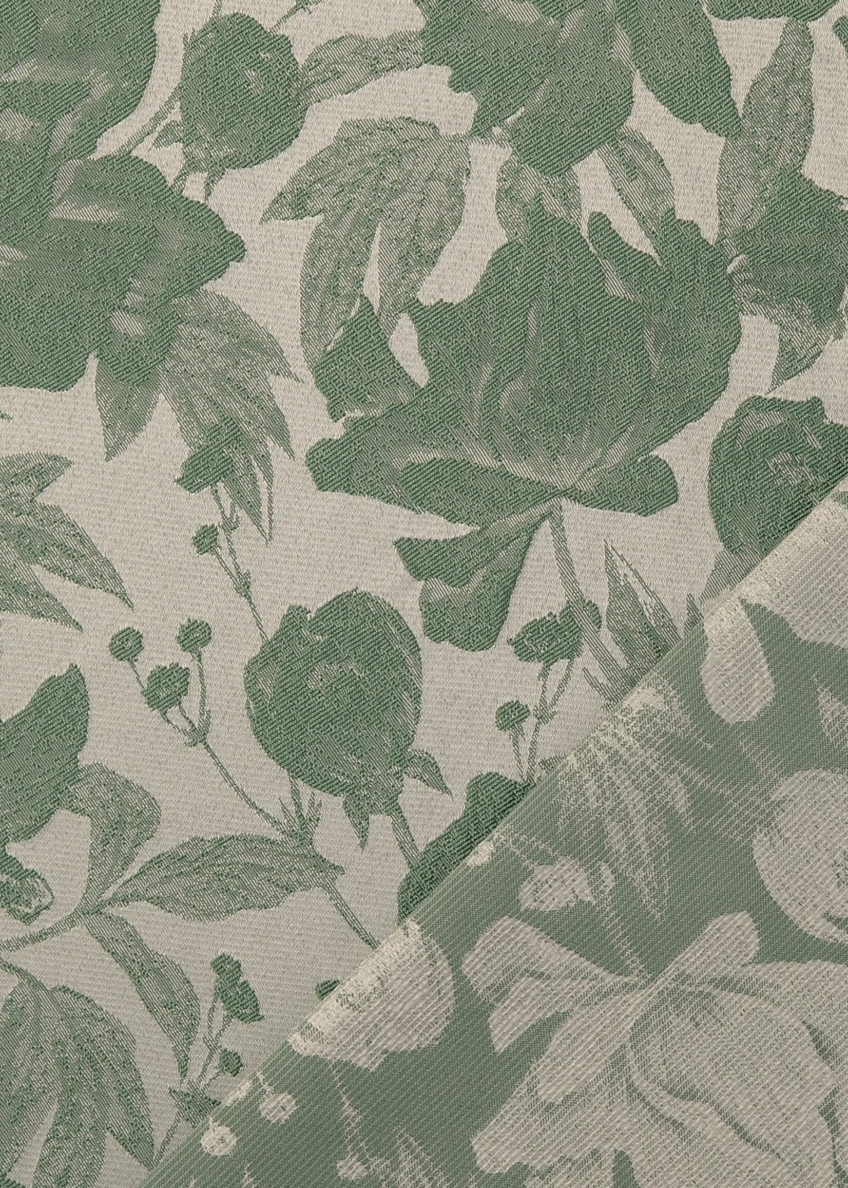 ° Stof Jacquard - Flowers - Bosgroen