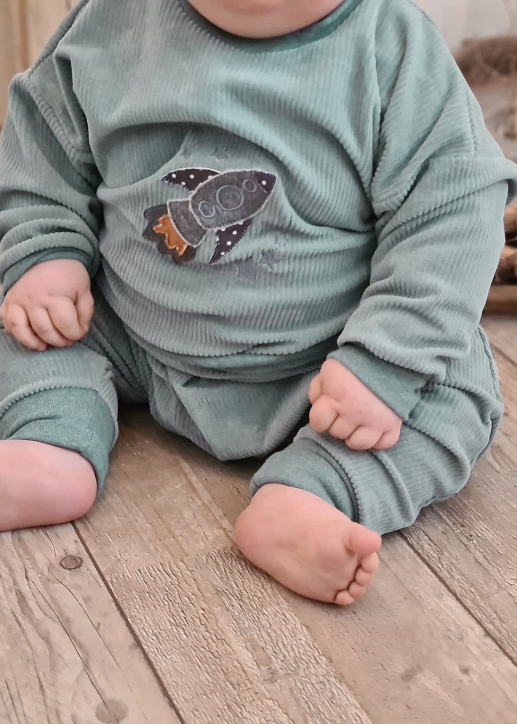 ° Stof Stretch Ribvelours / Corduroy (tricot) - Watergroen