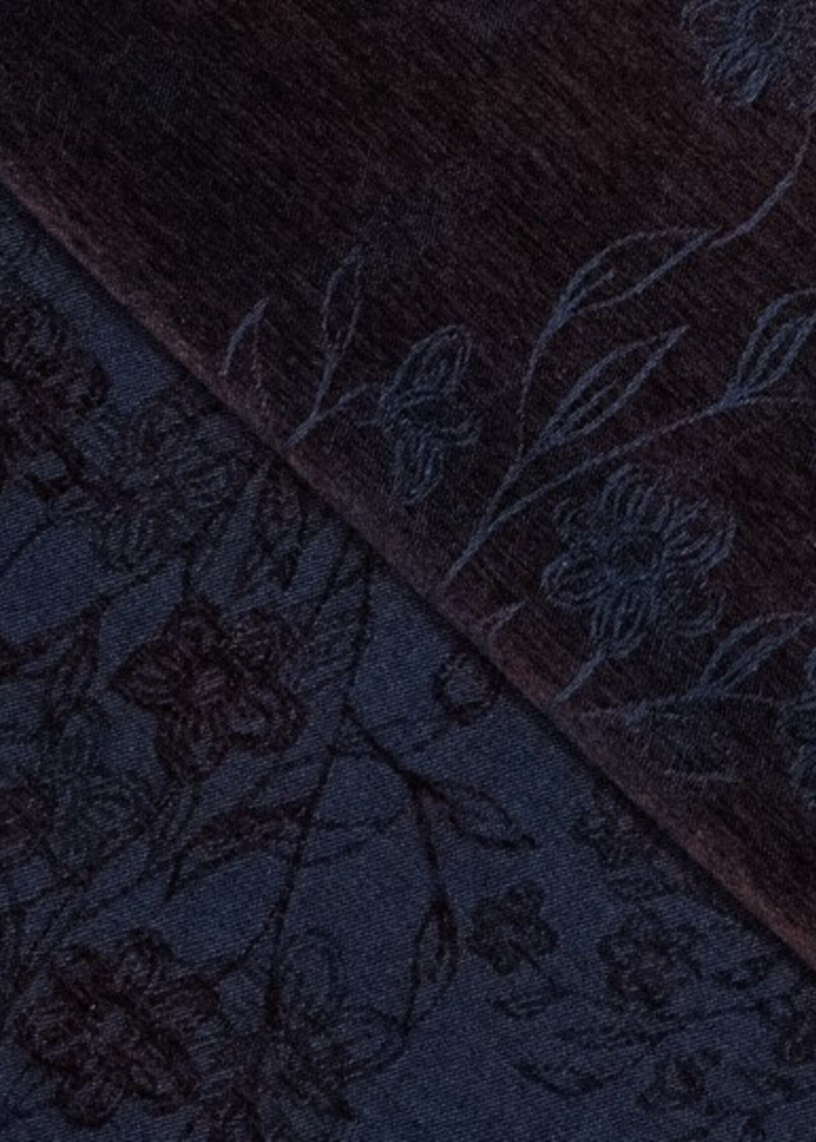 ° Stof Jeans Jacquard met Chenille - Blauw & Bordeaux