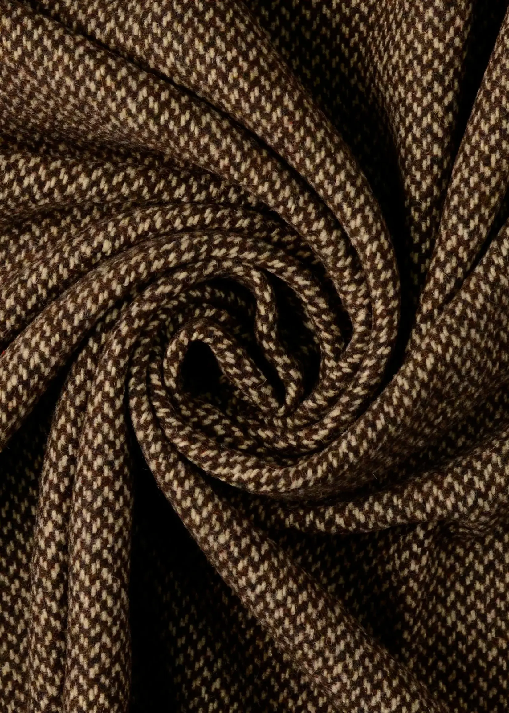 ° Stof Wol Blend - Visgraat - Bruin