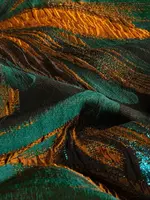 ° Stof Jacquard - Bloemen - Petrol & Lurex