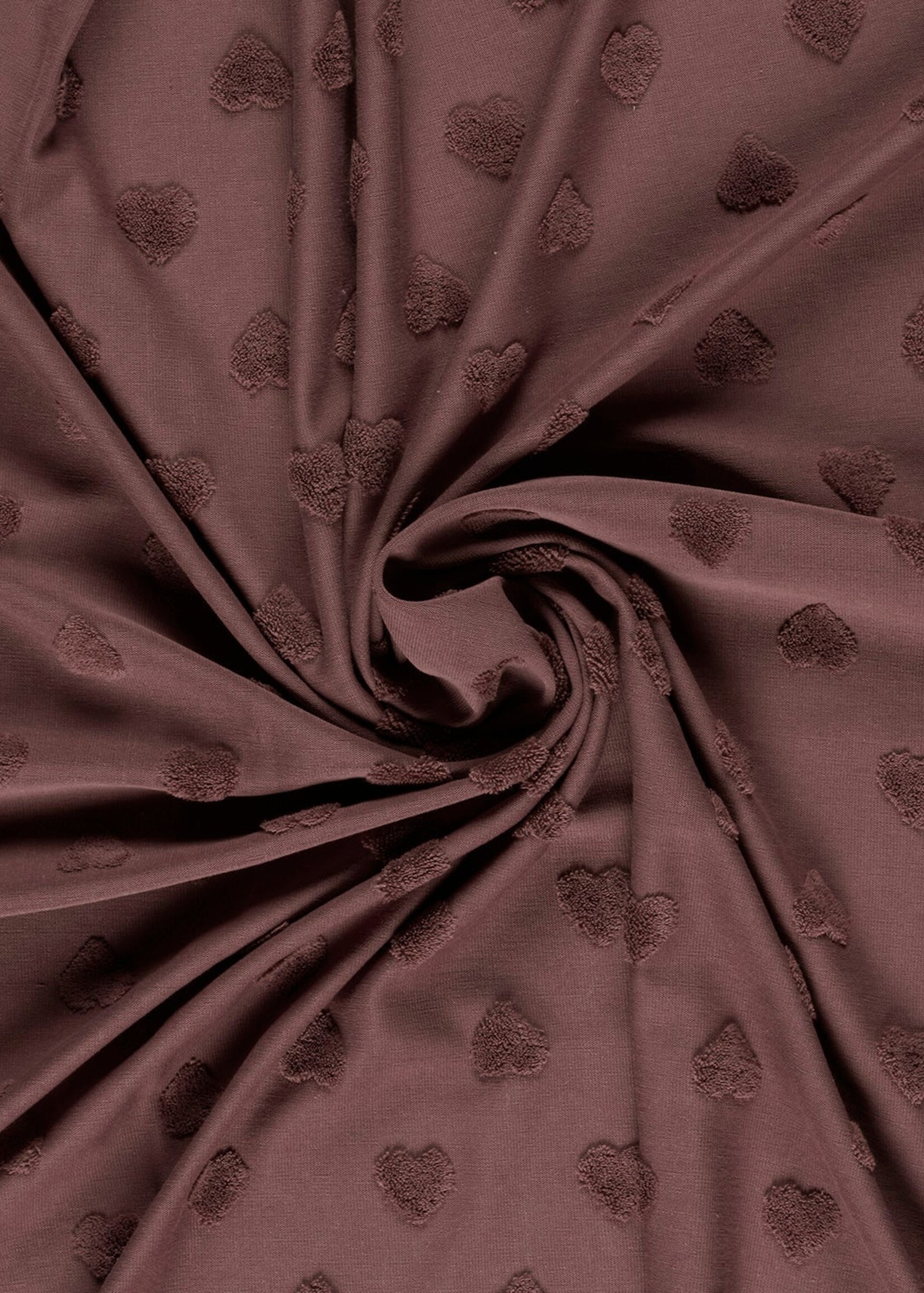 ° Stof Tricot met Spons - Hartjes - Mauve