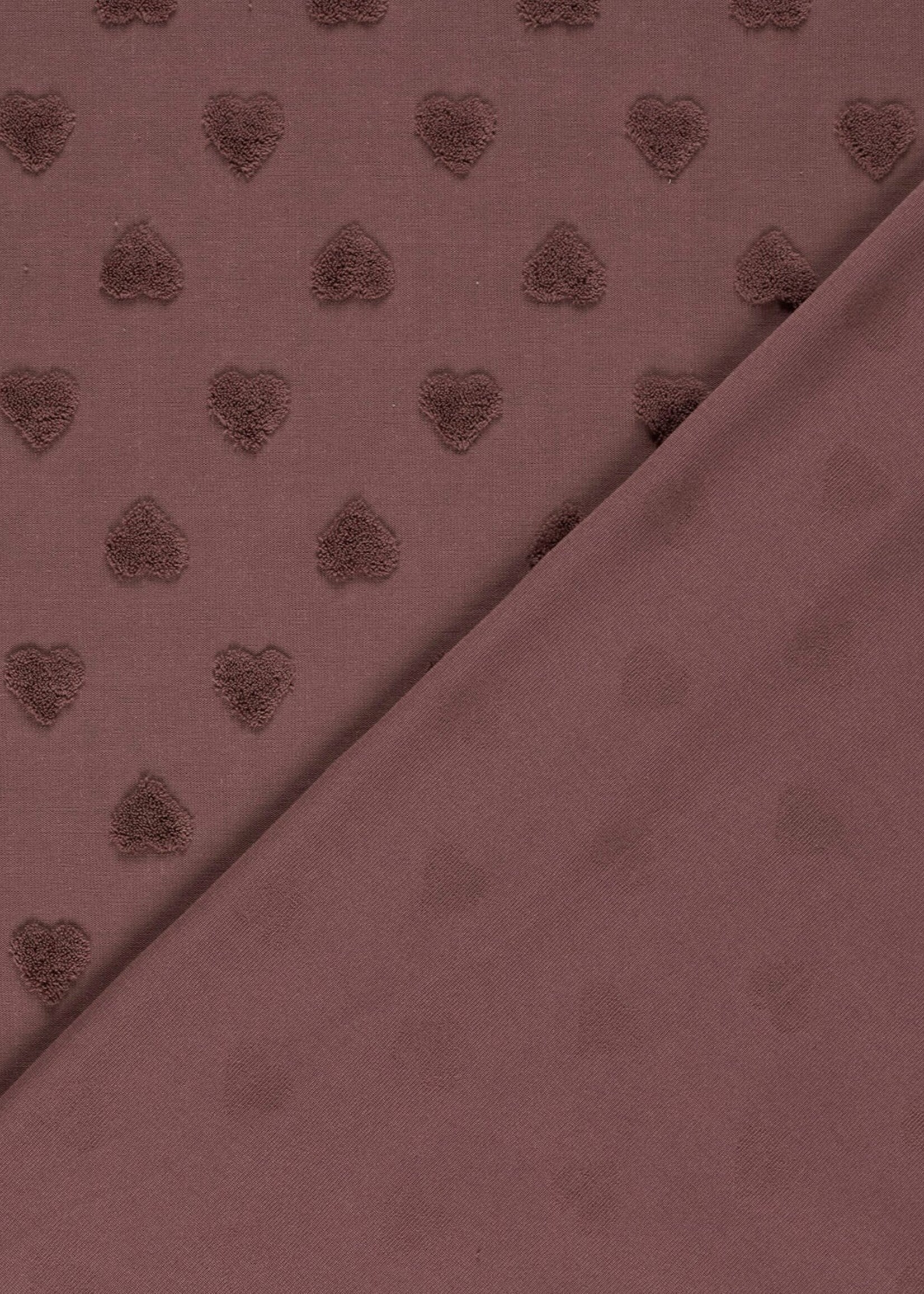° Stof Tricot met Spons - Hartjes - Mauve