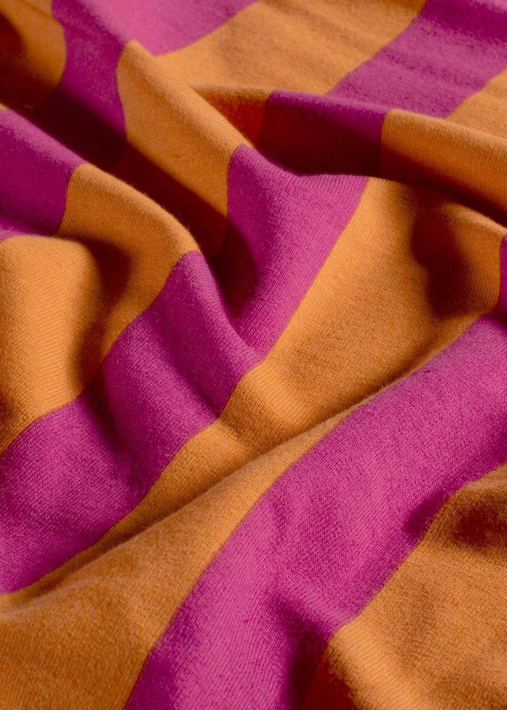 ° Stof French Terry - Stripes - Orange & Pink