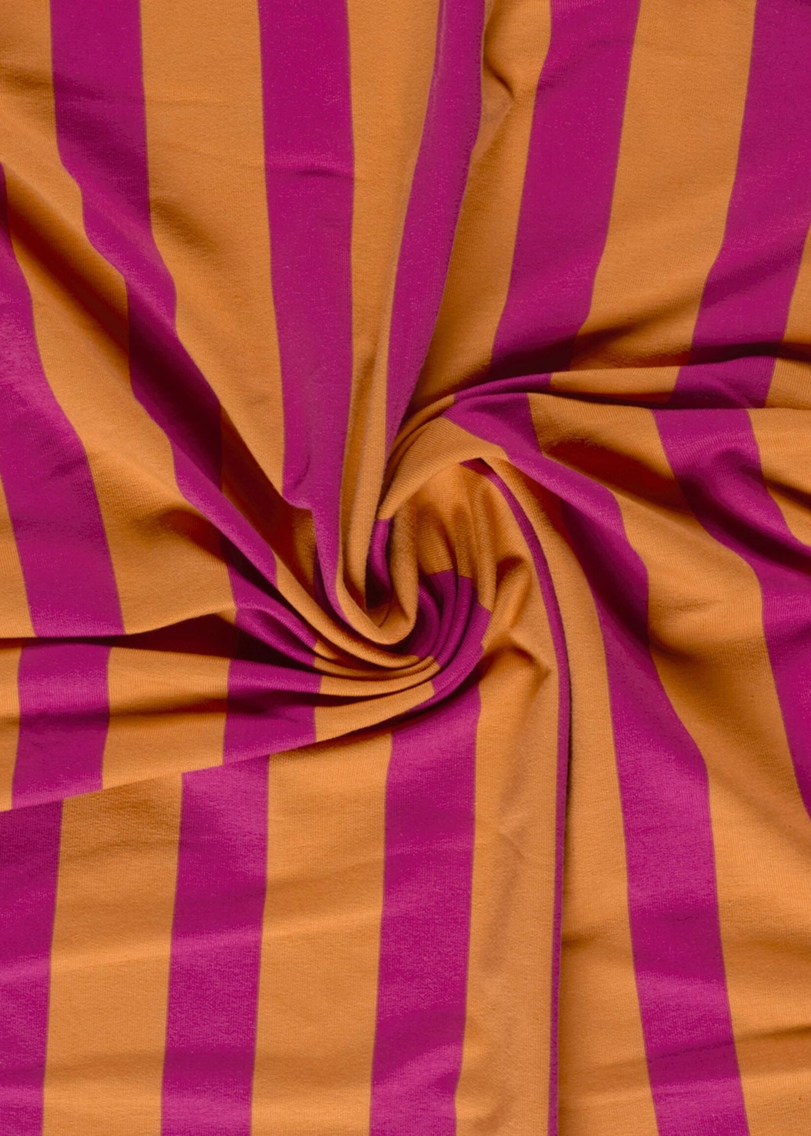° Stof French Terry - Stripes - Orange & Pink