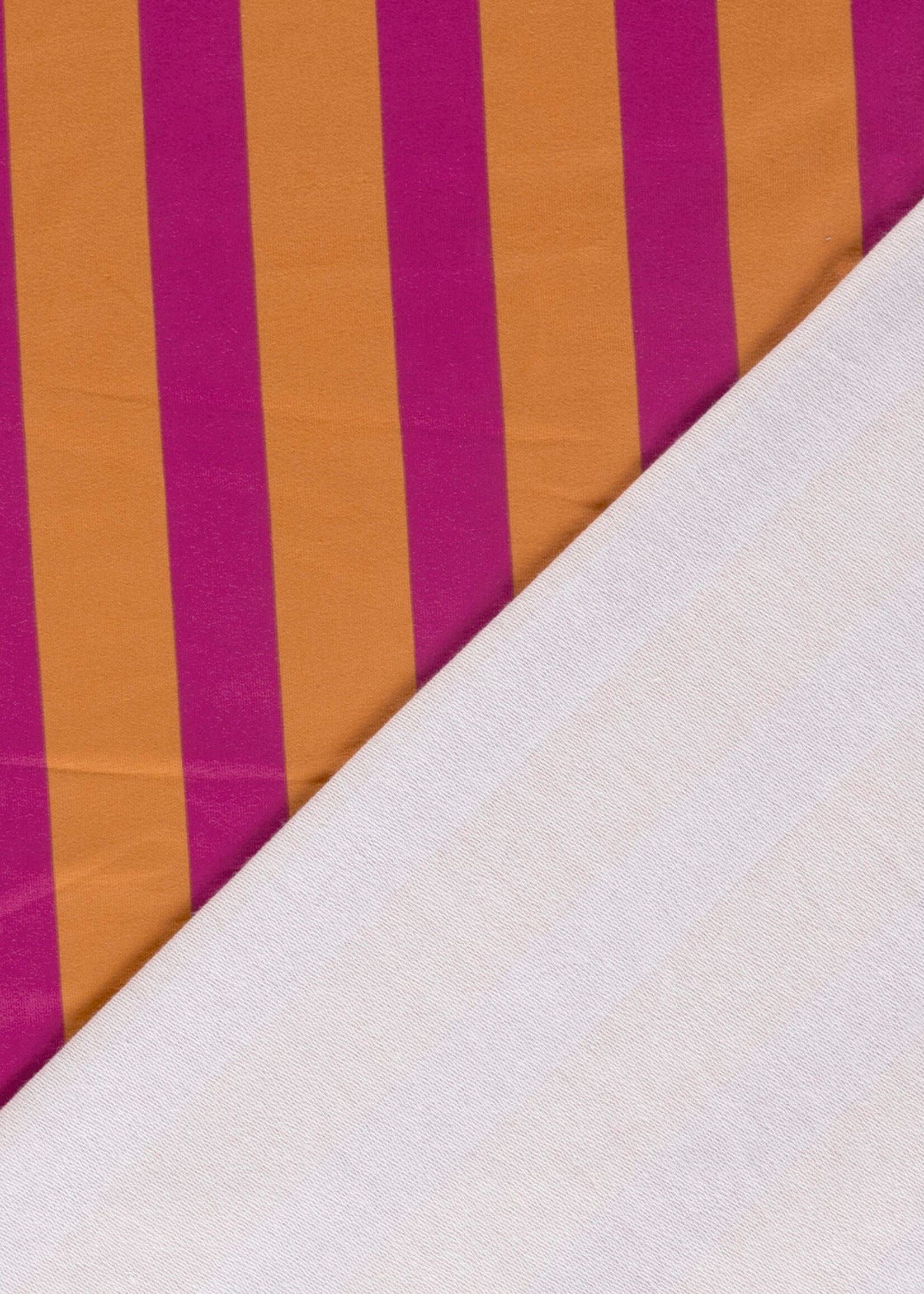 ° Stof French Terry - Stripes - Orange & Pink