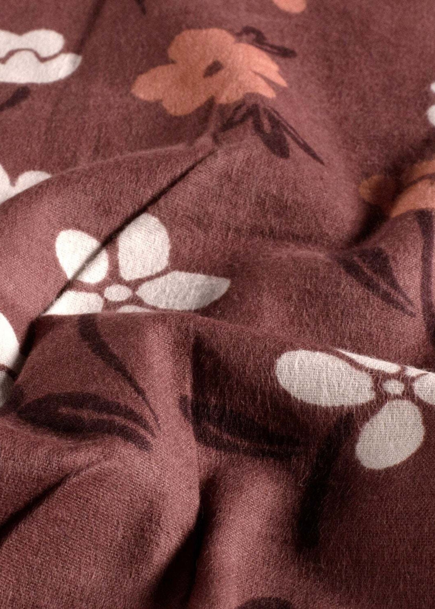 ° Stof Flanel - Bloemen - Marsala