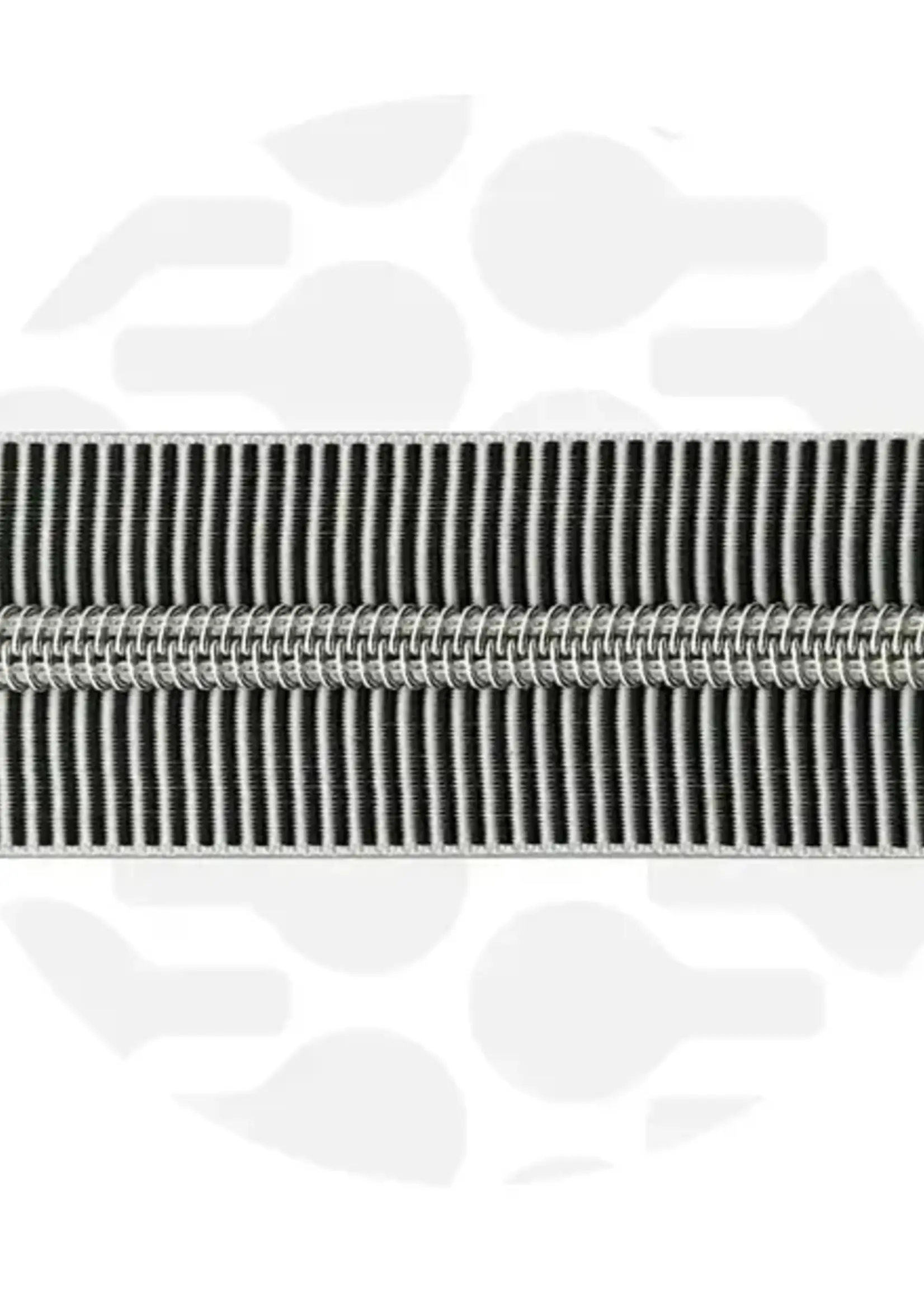 Zipper Zoo ° Spiraalrits - Zipper Zoo - 1 meter - Striped  Black/Zilver Piano