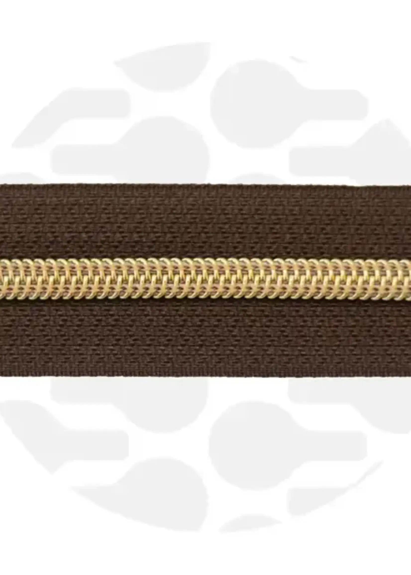 Zipper Zoo ° Spiraalrits - Zipper Zoo - 1 meter - Bruin / Goud