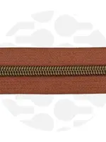 Zipper Zoo ° Spiraalrits - Zipper Zoo - 1 meter - Cognac / Antique Brass