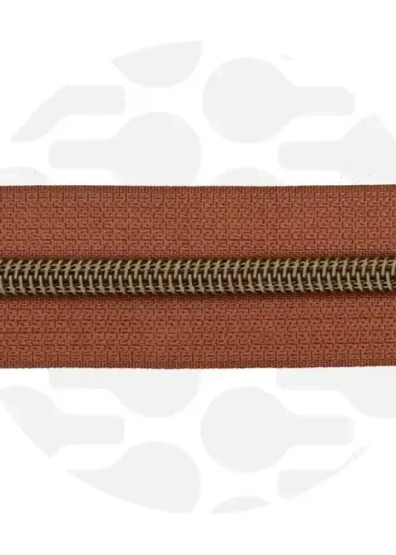 Zipper Zoo ° Spiraalrits - Zipper Zoo - 1 meter - Cognac / Antique Brass