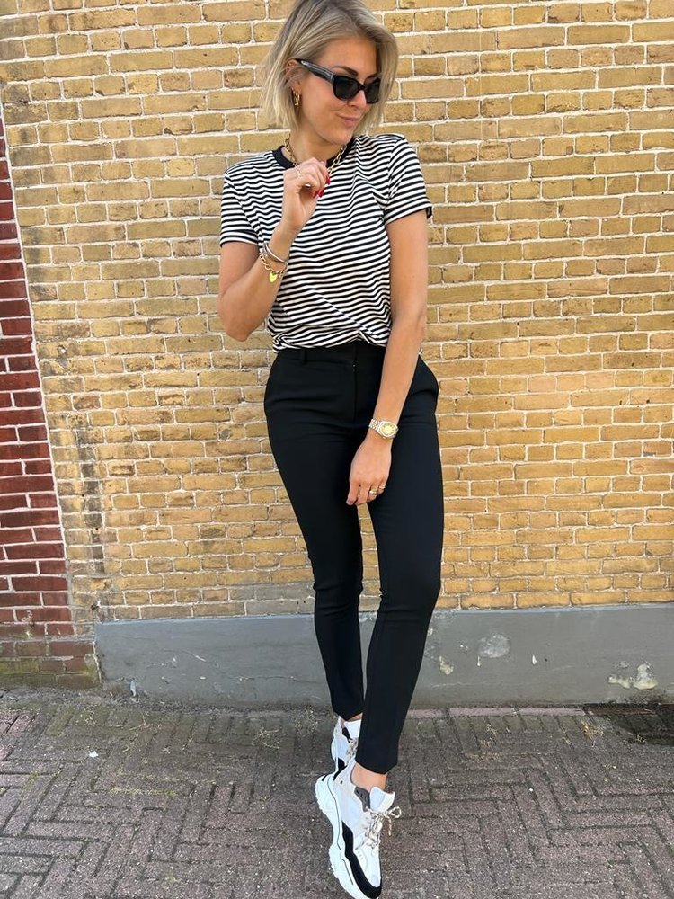 Selected Femme My Perfect SS TEE NOOS Stripe Black/Snow White
