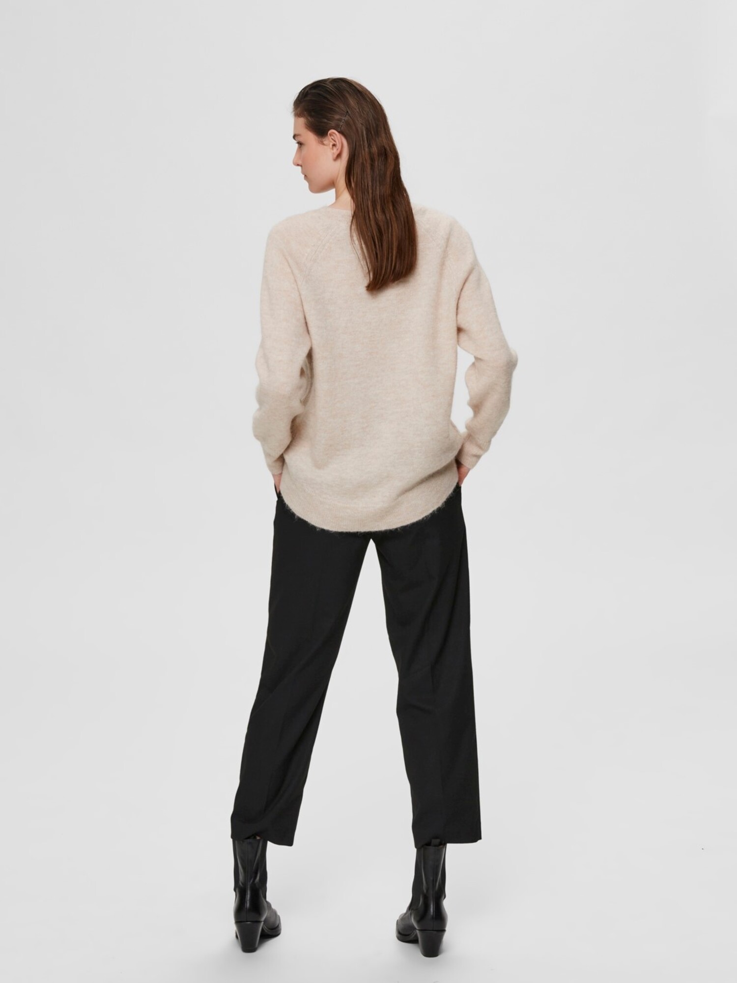 Lulu LS Knit O-Neck Birch/ Melange - Just be Jolie