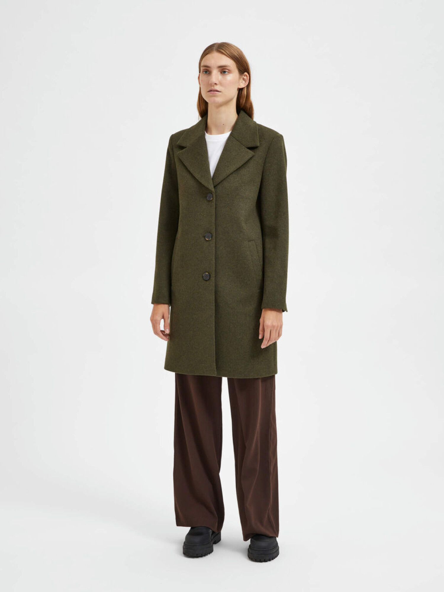 Alma Wool Coat NOOS Ivy Green Melange Just be Jolie
