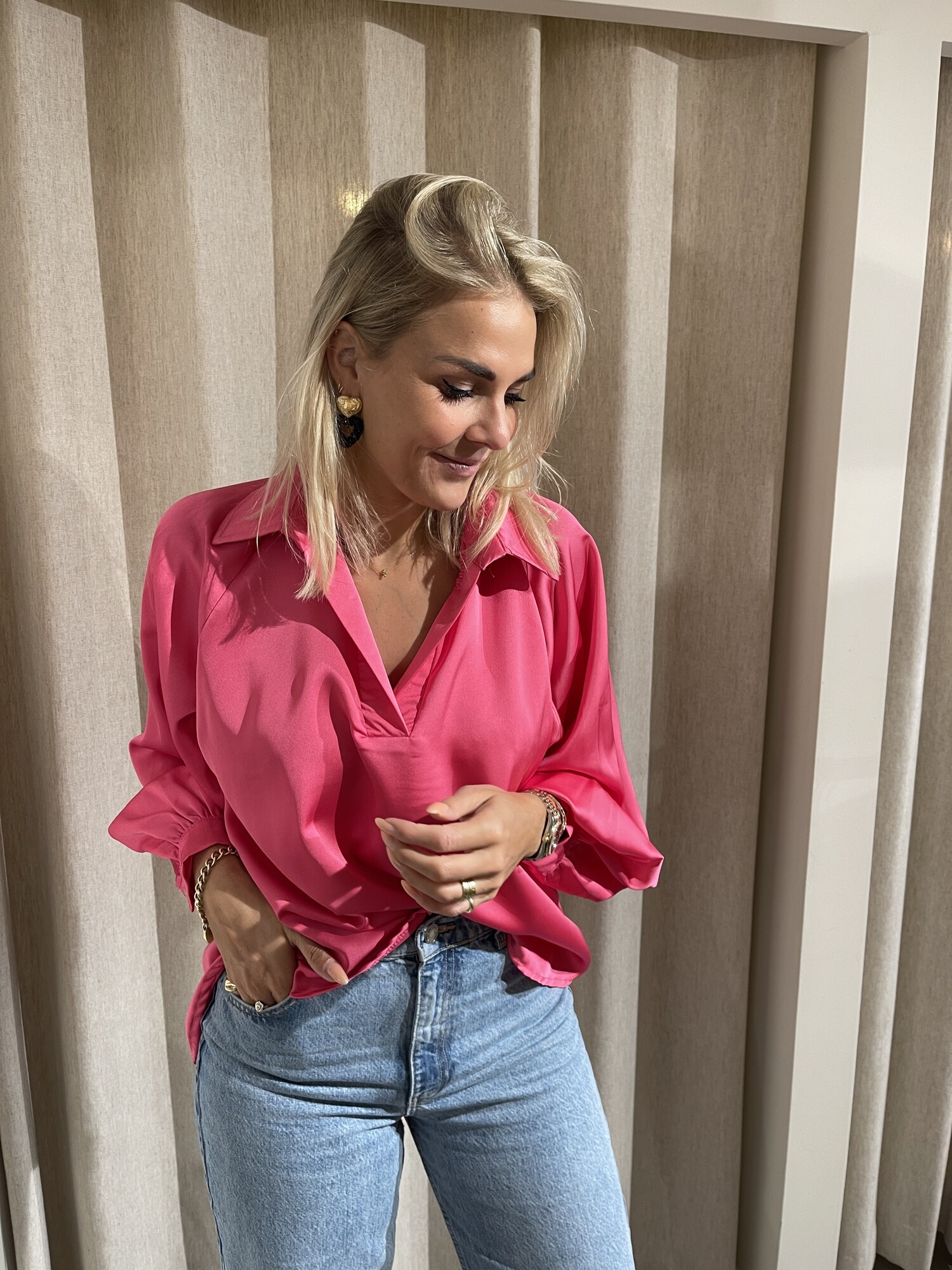 Pink outlet silk blouse