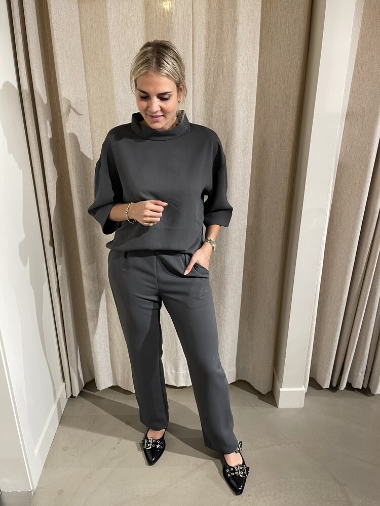 Neo Noir Arlo Crepe Jumpsuit Steel Grey