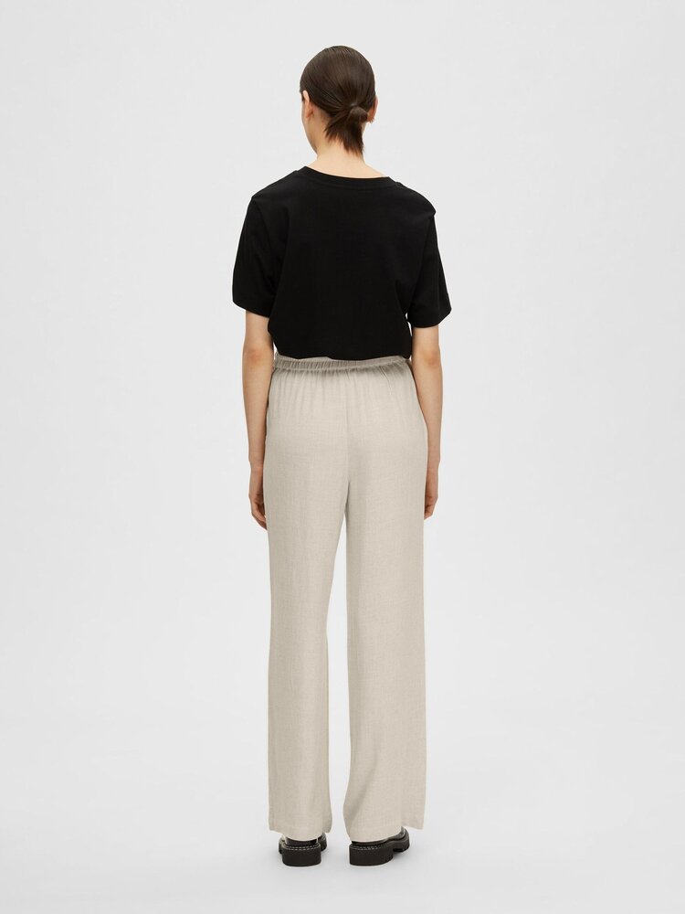 Selected Femme Viva Gulia HW Long Linen Pants Noos Sandshell
