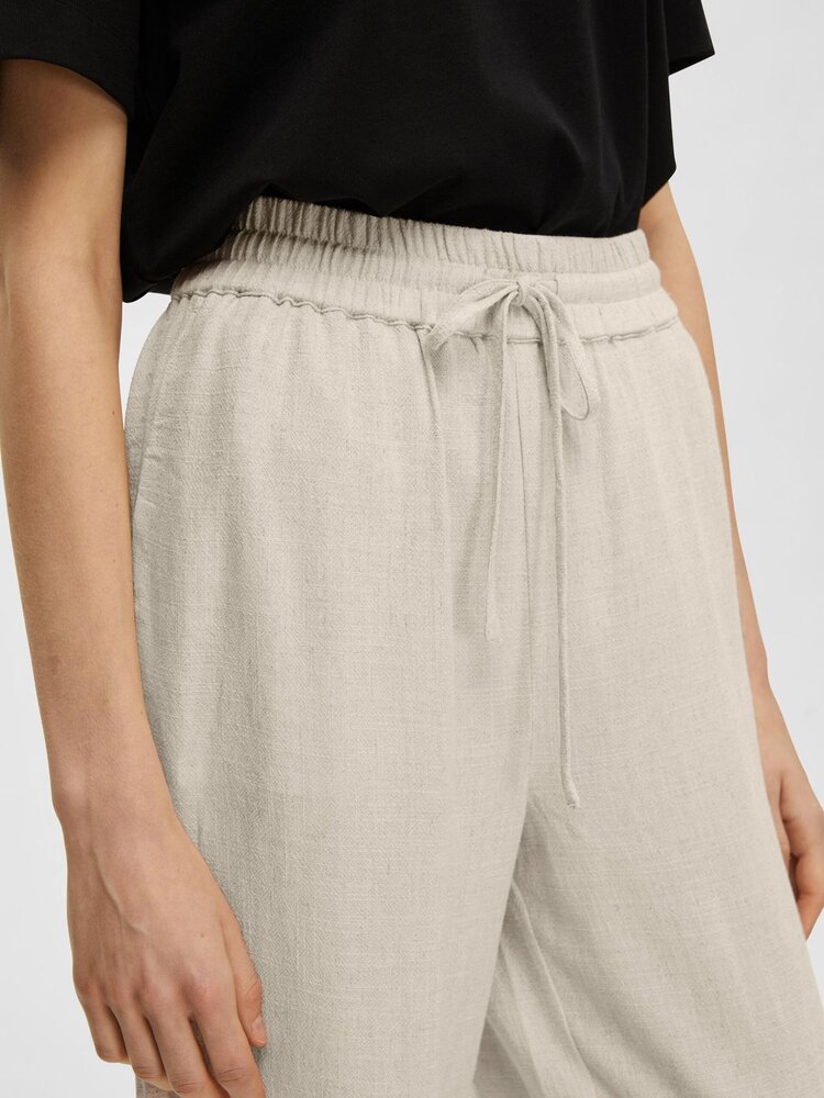 Selected Femme Viva Gulia HW Long Linen Pants Noos Sandshell