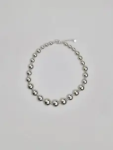 Bow19 Bead Necklace Silver Big