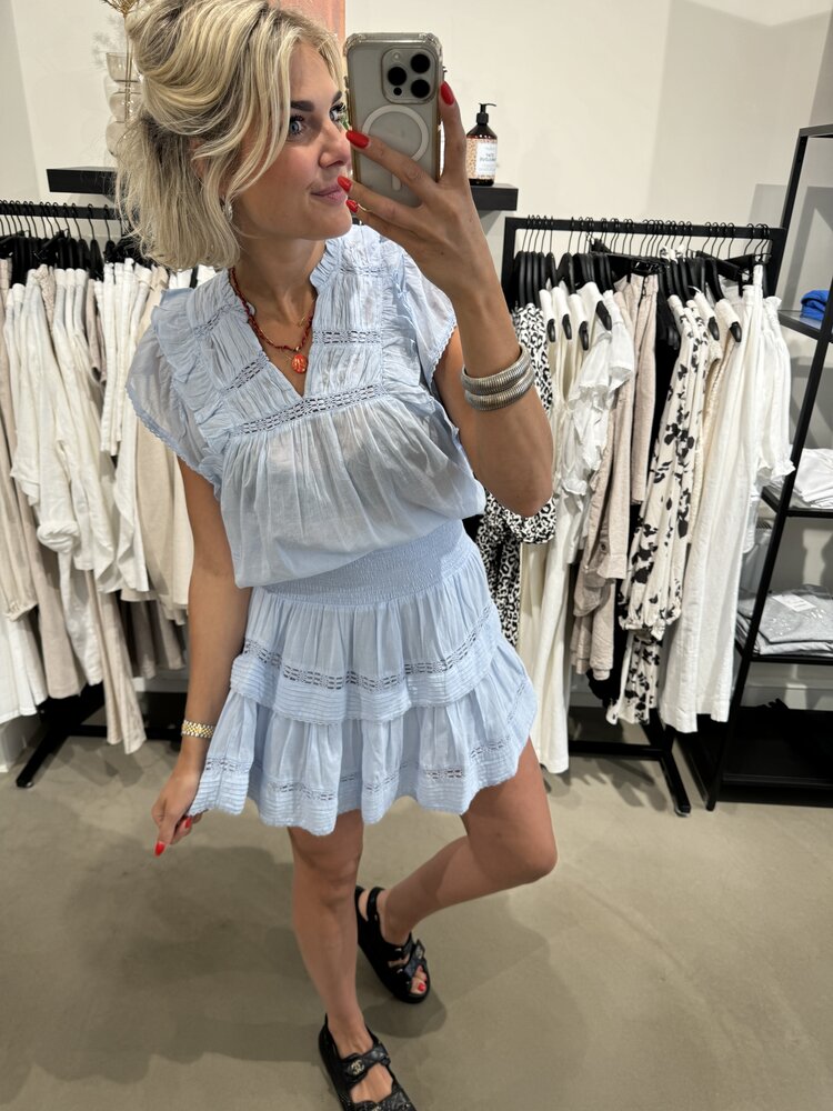 Neo Noir Jayla S Voile Top Light Blue