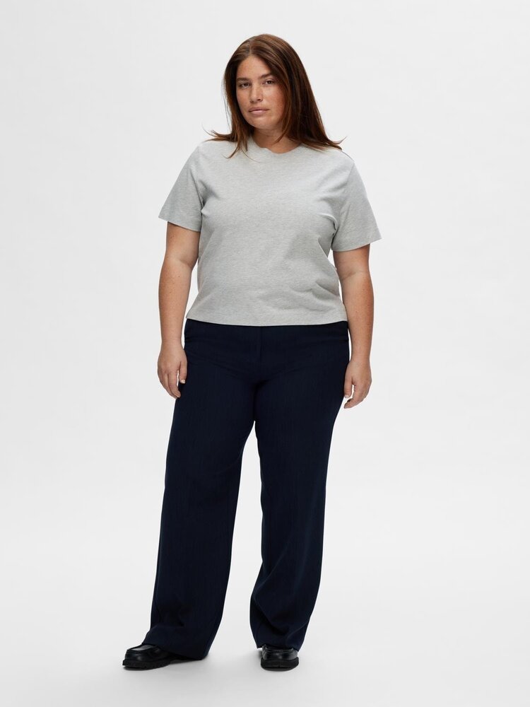 Selected Femme Essential SS Boxy Tee Noos Light Grey Melange