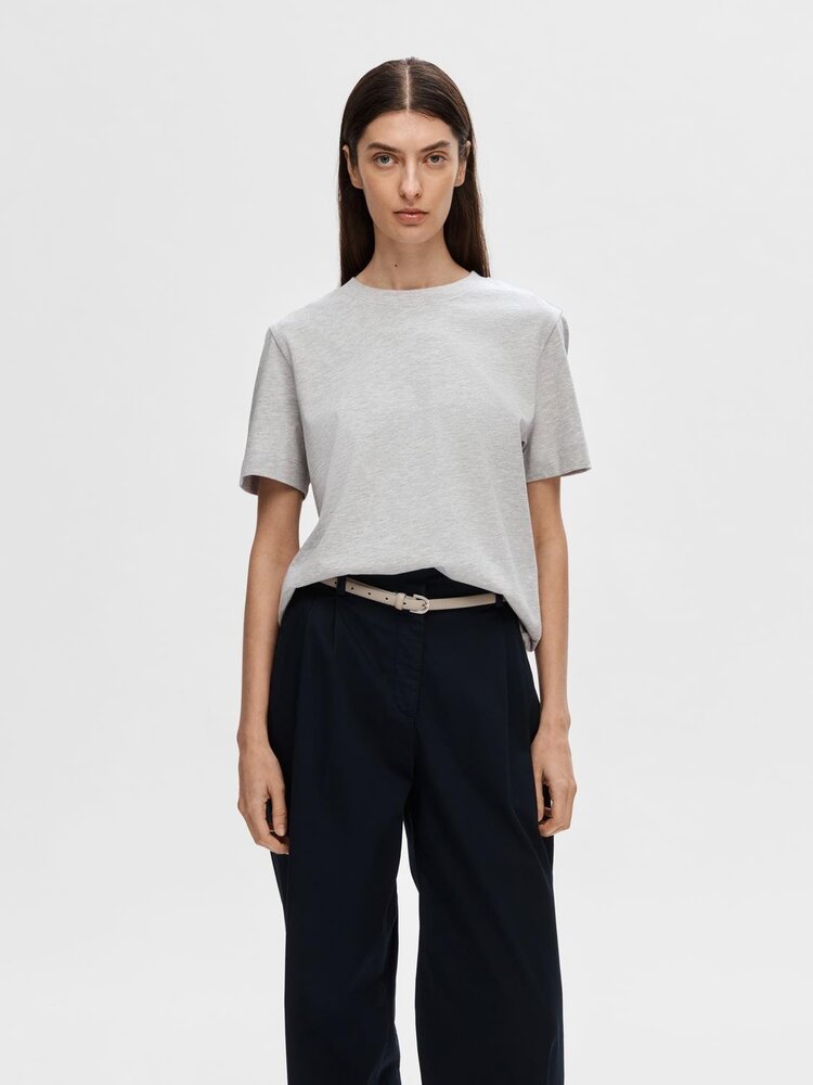 Selected Femme Essential SS Boxy Tee Noos Light Grey Melange