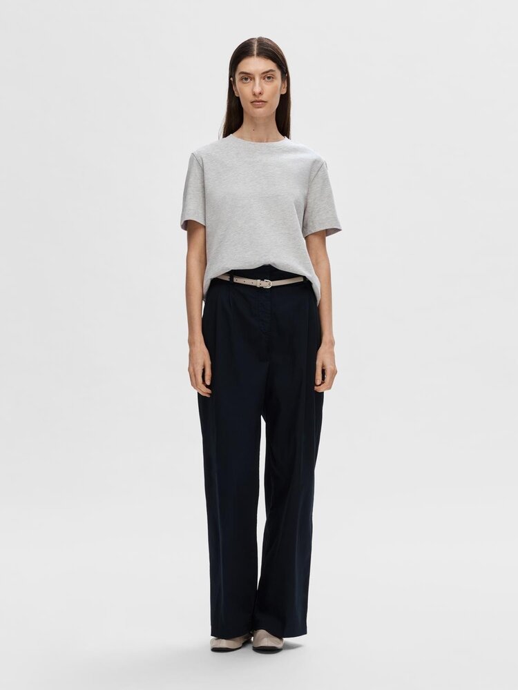 Selected Femme Essential SS Boxy Tee Noos Light Grey Melange