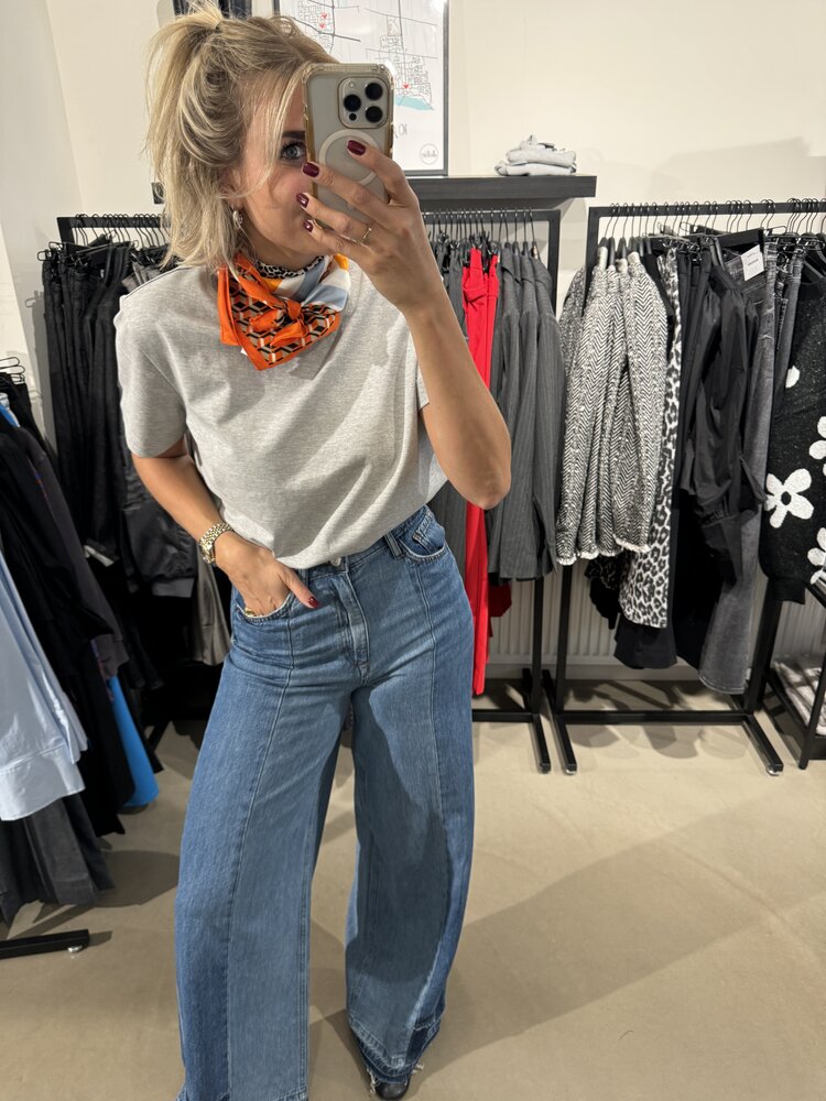 Selected Femme Essential SS Boxy Tee Noos Light Grey Melange