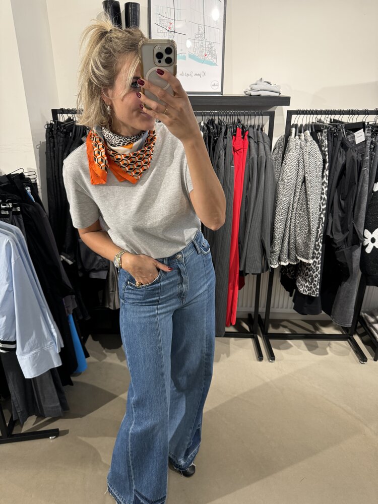 Selected Femme Essential SS Boxy Tee Noos Light Grey Melange