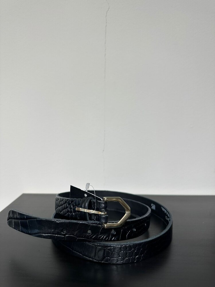 Elvy Croco Belt Women Black