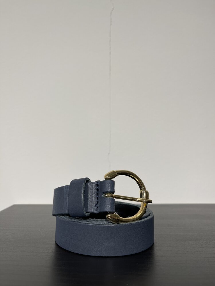 Elvy Plain Belt Women Blue Gold