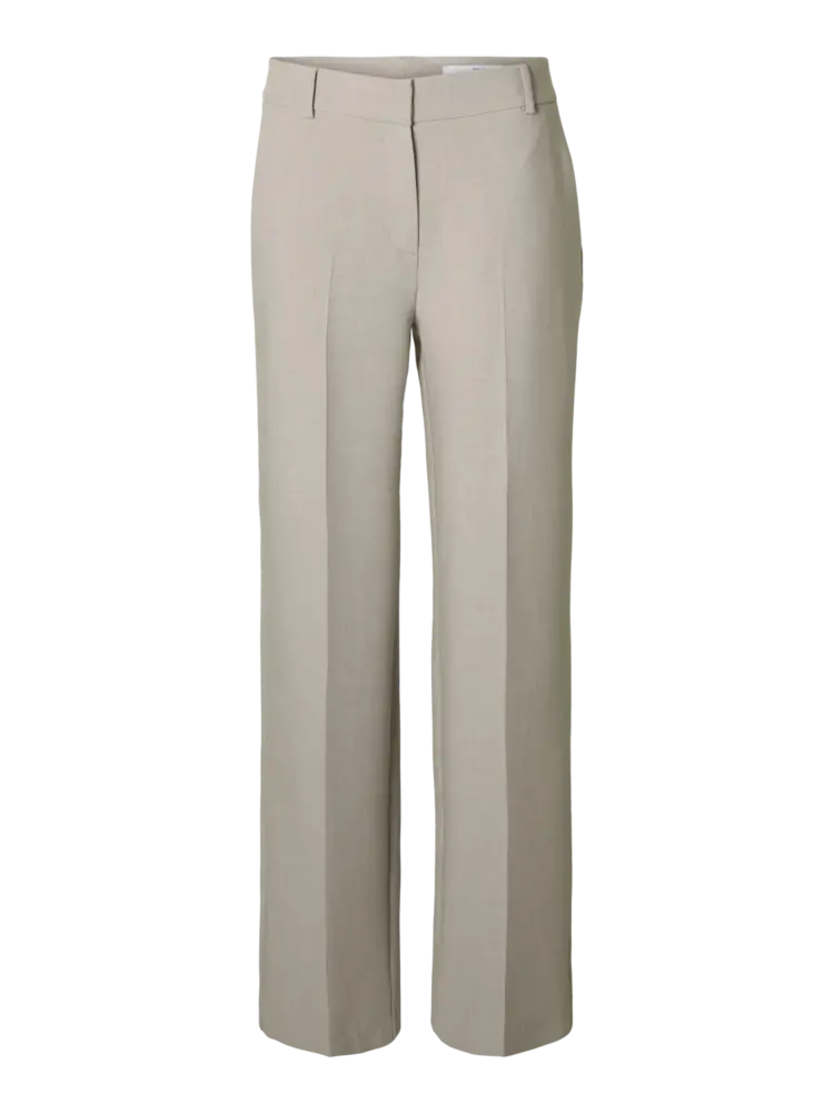 Selected Femme Rita MW Wide Pant Mel Noos Island Fossil/Melange