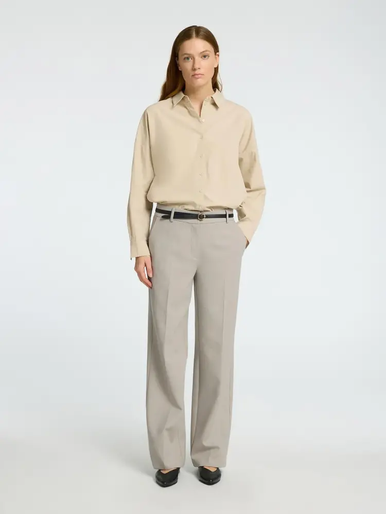 Selected Femme Rita MW Wide Pant Mel Noos Island Fossil/Melange