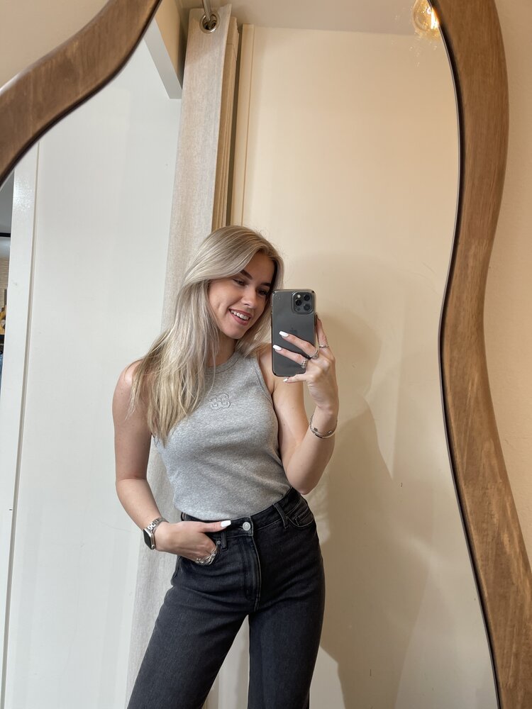 Co'Couture SaharaCC Embroidery Tank Top Light Grey