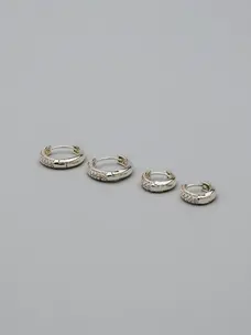 Bow19 Double Set Hoops Silver 704
