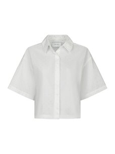 Neo Noir Jasie Poplin Stone Shirt White