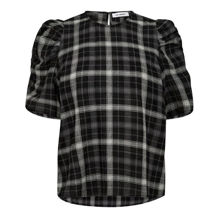 Co'Couture SallyCC Check SS Blouse Black