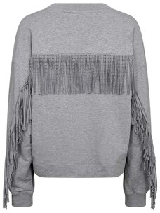 Co'Couture StudCC Fringe Sweat Light Grey