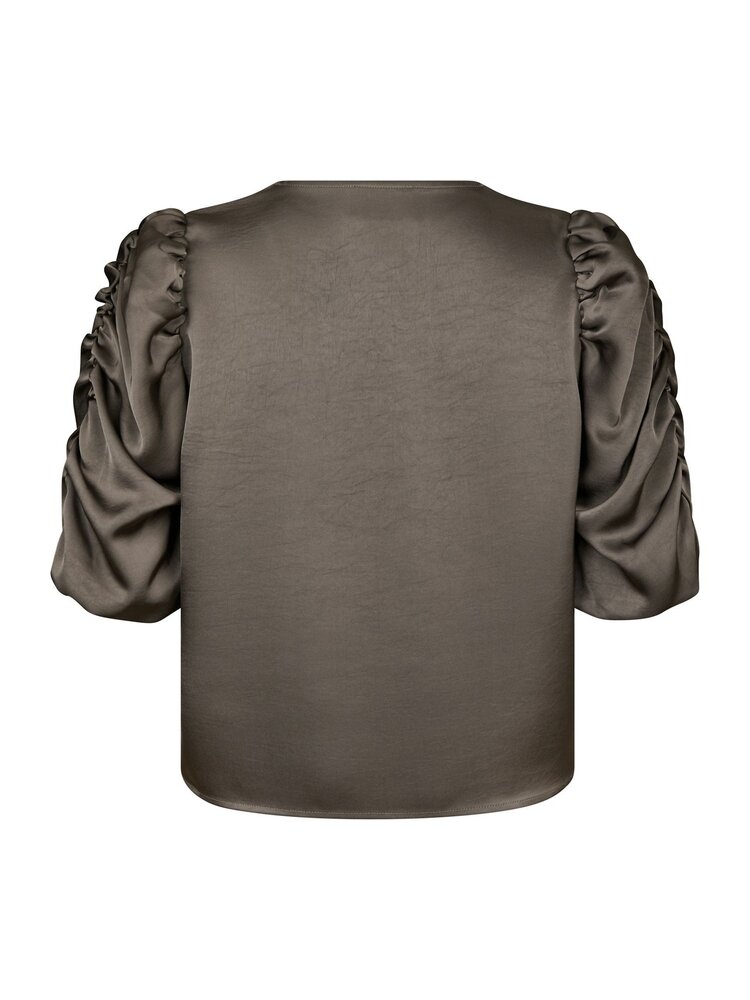 Neo Noir Elba Heavy Sateen Blouse Warm Grey
