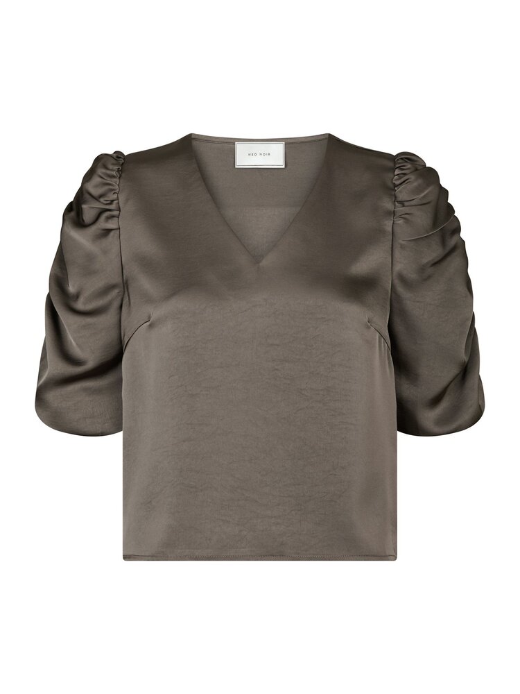 Neo Noir Elba Heavy Sateen Blouse Warm Grey
