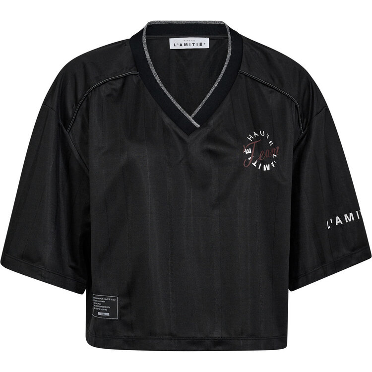 Haute L'Amitié Crop Team Stripe Tee Black