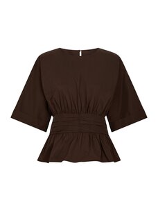 Neo Noir Annegret Poplin Blouse Chocolate Brown