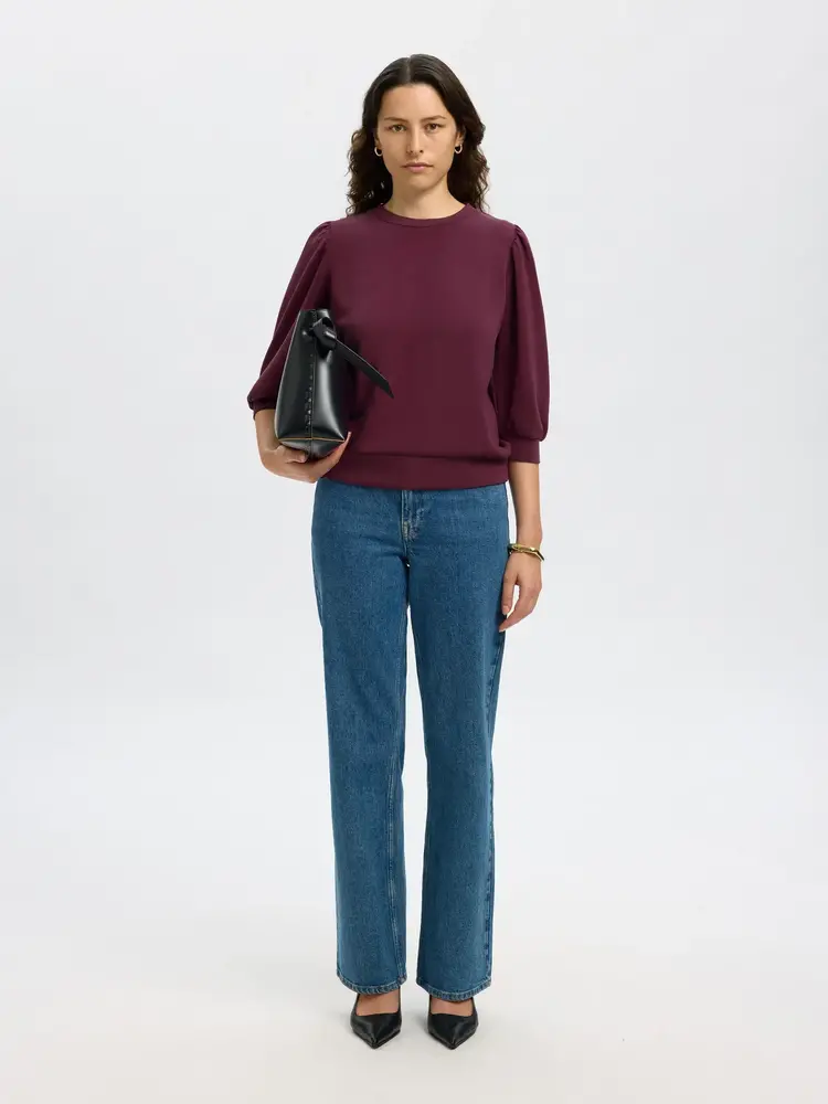 Selected Femme Tenny 3/4 Sweat Top NOOS Fig