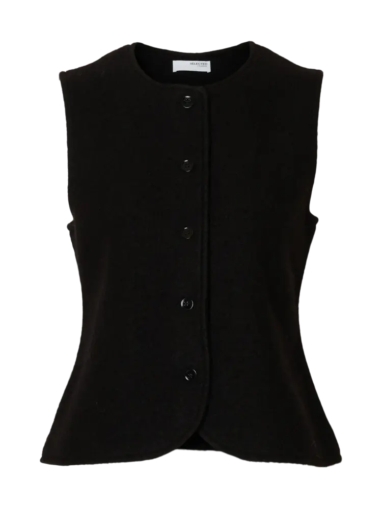 Selected Femme Darla Knit Button Vest Black