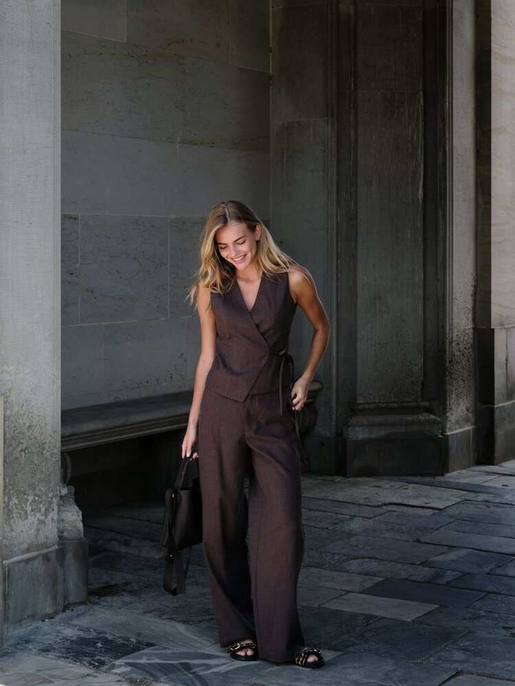 Neo Noir Emmett Melange Pants Brown Melange