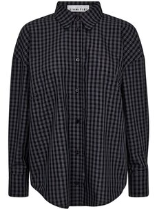 Haute L'Amitié Melvin Checked Twist Bow Shirt Black Grey Check