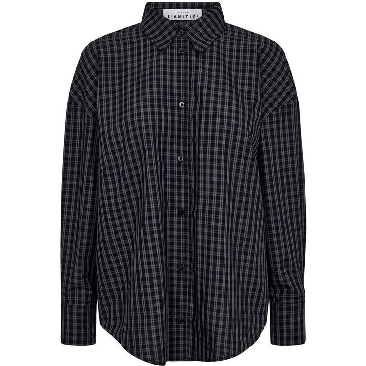 Haute L'Amitié Melvin Checked Twist Bow Shirt Black Grey Check