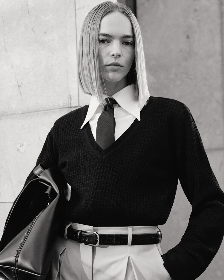 Selected Femme Thea LS Knit Merino Deep V-Neck Black